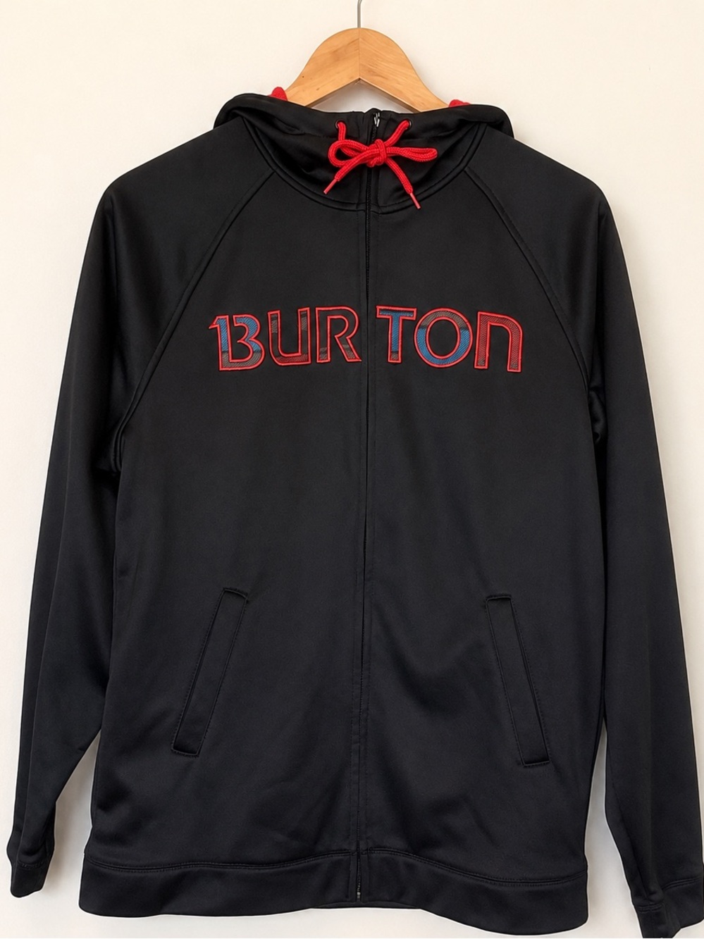 Burton Dryride Full Zip Hoodie Jacket Men’s L Black Red Snowboard